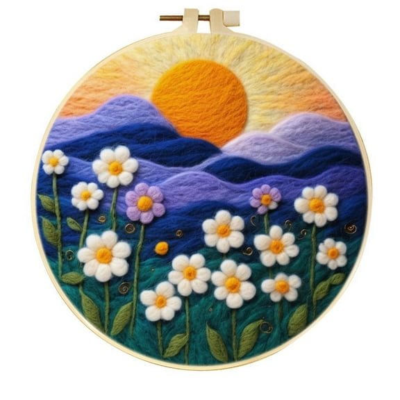 Sunset Needle Felting Set, Beginner Felt Painting Set, With Wool Felt Painting Set, Decorative Frame, Suitable for Home Decoration