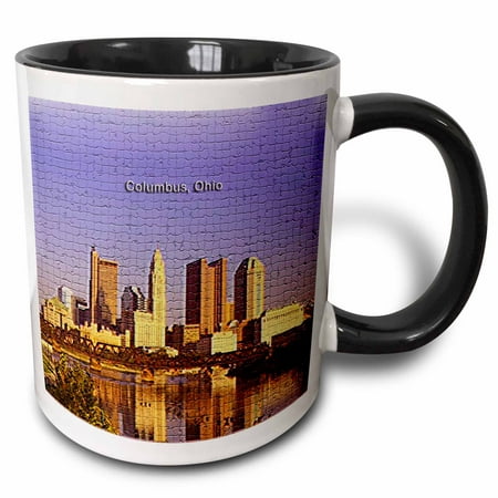 3dRose Columbus, Ohio Skyline (Mosaic) - Two Tone Black Mug, (Best Donuts Columbus Ohio)