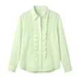 thumbnail image 6 of Perfectbot Women's Ruffled Front Button Down Shirt, Casual Long Sleeve Dressy Blouse, Relaxed Fit Solid Color, 6 of 6