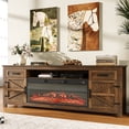 thumbnail image 4 of LazySunsets 80" Farmhouse Fireplace TV Stand for TVs Up to 90 Inches, Media Console with 36" Color Changing Electric Fireplace Insert, Barn Doors, Storage Drawers & Adjustable Shelves, Brown, 4 of 7