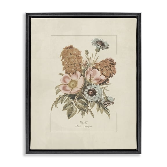 Stupell Industries Flower Bouquet Vintage Blossoms Black Framed Floater Canvas Wall Art, design by Dan Meneely