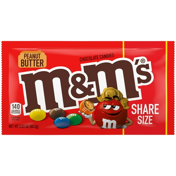 MS Candy Crown Peanut Butter Milk Chocolate Candy, Share Size - 2.83 oz Bag