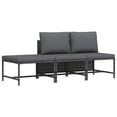 thumbnail image 1 of vidaXL 3 Piece Garden Sofa Set with Cushions Grey Poly Rattan, 1 of 4