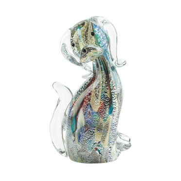 Zingz & Thingz 7.5" Clear and Green Sitting Dog Art Outdoor Statue