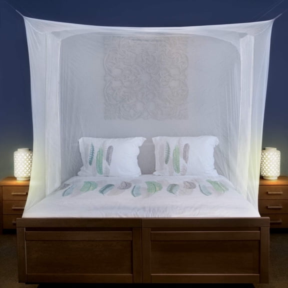 Rectangular Mosquito Net for Single to King Beds – 2 Side Openings, 6 Hanging Loops & Hanging Kit – Includes Carry Bag