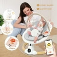 thumbnail image 2 of Baby Swing Rocker for Infants Toddler,Portable Electric Baby Swings with 5 Speed, 10 Lullabies, 5-Point Harness, Detachable Cushion & Canopy, Remote Control & Touch Panel,Beige, 2 of 6
