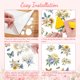 thumbnail image 3 of Calcomanía adhesiva transferible para decoración de muebles y manualidades, 15 x 30 cm, diseño floral azul, blanco y amarillo (3 unidades), resistente al agua y a los rayos UV., 3 of 7