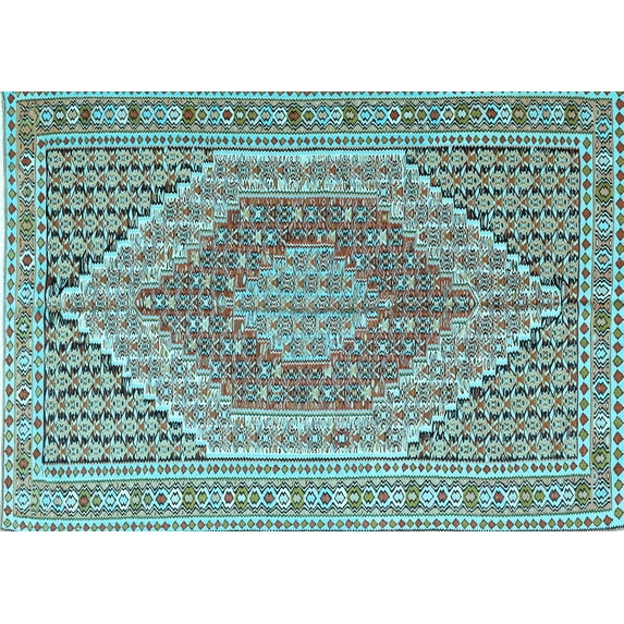 Ahgly Company Indoor Rectangle Persian Light Blue Traditional Area Rugs, 4' x 6'