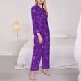 thumbnail image 3 of Hirioo Purple Glitter for Women's Pajama Sets 2 Piece Pjs Women's Long-Sleeved Pajama Set Button Down Sleepwear,S-XXL-X-Large, 3 of 7