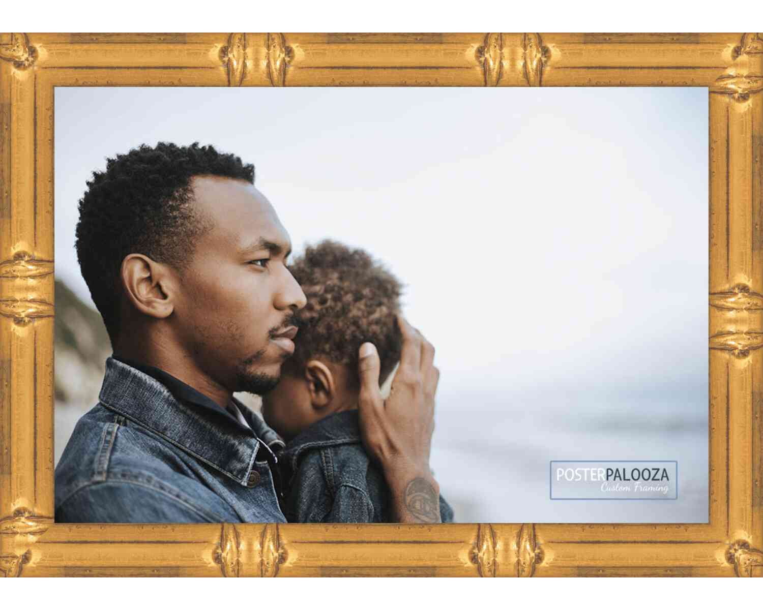 18x24 Gold Bamboo Picture Frame - UV Acrylic, Foam Board Backing, Hanging Hardware