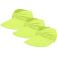 thumbnail image 2 of Helii Women Ponytail Sun Hat 3 Pack, Wide Brim Visor Crownless Breathable Elastic Cap with Pleated Detail, Foldable Packable Beach Running Travel Hat Yellow,One Size, 2 of 9