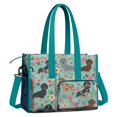 thumbnail image 2 of Teacher Tote Bag,Dachshund and Flower Teacher Utility Tote Bag,Large Work Tote Bags for Women with Multiple Pockets,Top Zipper Closure,13.8x10.6x6.7 Inch, 2 of 4