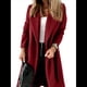 thumbnail image 1 of Chaqueta Clásica de Mujer con Solapa, Larga, Abertura Frontal y Cinturón, Abrigo Extra de Lana Vino Tinto XL, 1 of 6