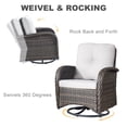 thumbnail image 4 of PARKWELL 3-Piece Outdoor Swivel Gliders with Thick Cushions and Side Table,Rattan Wicker Bistro Furniture Set,Brown Wicker,Beige Cushion, 4 of 12