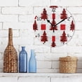 thumbnail image 6 of Red Christmas Trees Plaids Round Wall Clock Silent Analog Battery Operated Gold Pointer Home Decor 9.84" Diameter, 6 of 11