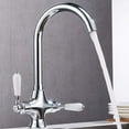 High Arch Kitchen Sink Faucet Double Lever Commercial Ceramic Handles