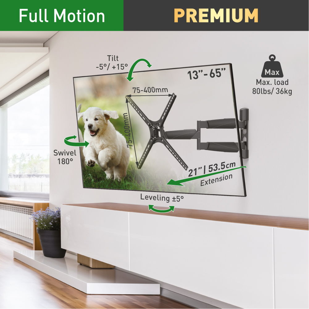 Barkan Full Motion Long TV Wall Mount 13 - 65 inch Patented Premium Lifetime Warranty