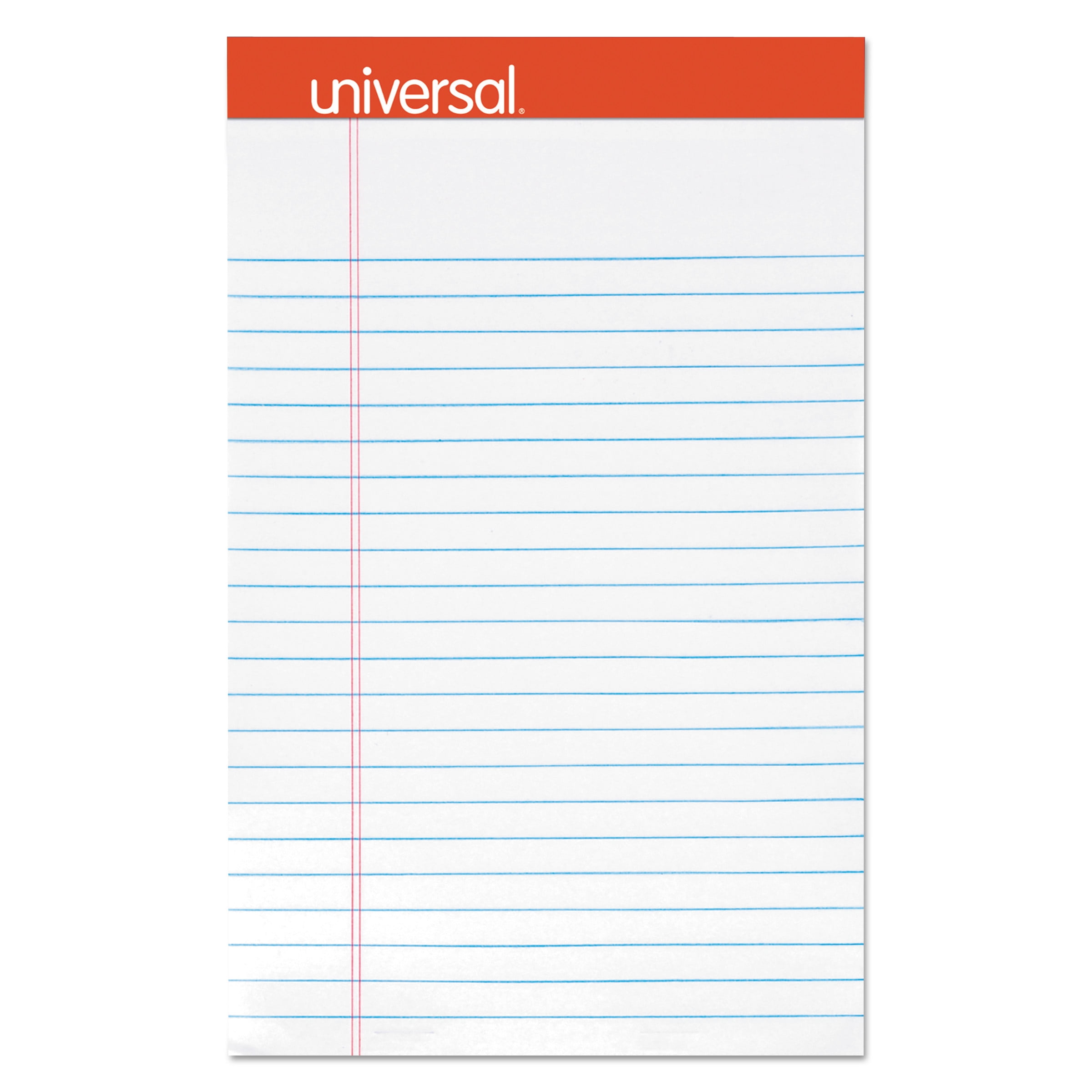 Universal Perforated Ruled Writing Pads, Narrow Rule, 5 x 8, White, 50