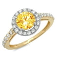 thumbnail image 2 of 1.86 ct Round Cut Natural Citrine Halo Engagement Ring for Women in 14K White/Yellow Gold, 2 of 2
