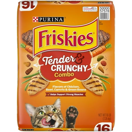 Purina Friskies Dry Cat Food, Tender & Crunchy Combo, 16 lb. Bag