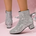 thumbnail image 5 of Mepaouo Women's Rhinestone Sparkly Ankle Boots Round Toe Heel Dress Booties Comfy Chelsea Boots, 5 of 9