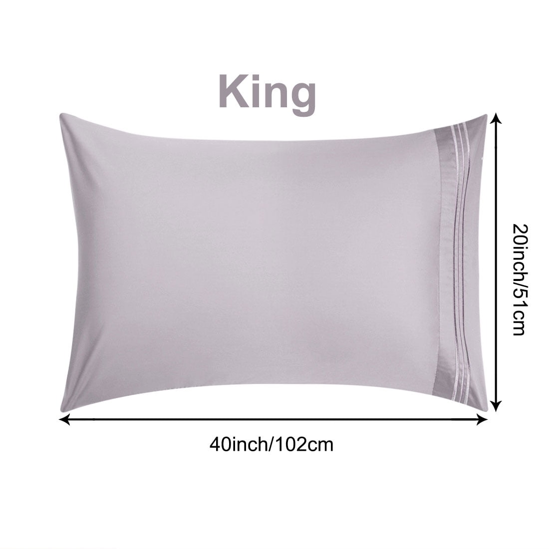 Unique Bargains Set of 4 600TC Combed Cotton Pillowcases, King, Pale Purple