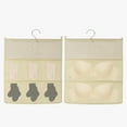thumbnail image 1 of Organizador Colgante Uxcell, Bolsa de Almacenamiento para Sujetadores, Estantes de Almacenamiento Colgantes de Doble Cara para Ropa Interior y Calcetines, Beige (2+6 Bolsillos), 1 of 7