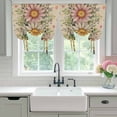 thumbnail image 4 of Vintage Daisy Floral Balloon Curtains for Windows, Bedroom Curtains 54 Inch Length, Spring Flowers Botanical Leaves Rustic Tie Up Curtains Panels Thermal Insulated Bathroom Curtains Window 42"x54", 4 of 8