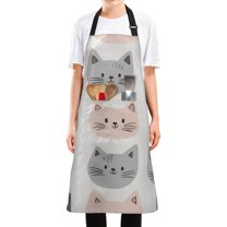 Yayeee Chief Kitchen Apron with Pockets for Cooking Water Resistant Unisex Adjustable Neck Strap, Gray Cat Pattern