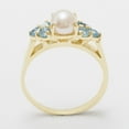 thumbnail image 2 of LBG British Made 9k Yellow Gold Cultured Pearl & Blue Topaz Womens Cluster Ring - 33 size options - Size 5.5, 2 of 6