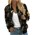 thumbnail image 2 of ClodeEU Women's Christmas Print Jacket,Zip Up Long Sleeve Jacket With Pockets,Trendy Christmas Outwear Black,Womens Plus L, 2 of 5