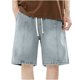 thumbnail image 1 of Mens Casual Pantalones Cortos Color Sólido Elástico Cintura Cordón Denim, Algodón Ligero para el Aire Libre Y Uso Diario, 1 of 9