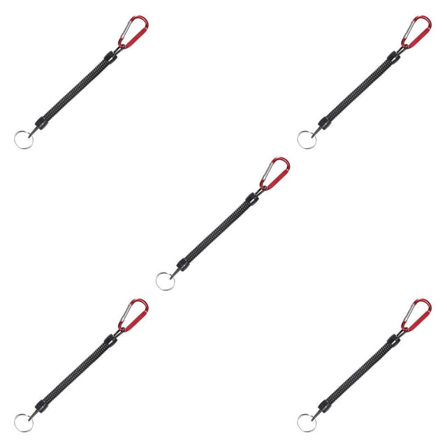kurtrusly 2pcs Carabiner Anti -Lost Rope sub -Plier Control Fish Buckle Rope Strong Pull Lanyard 6 Color red 5Set