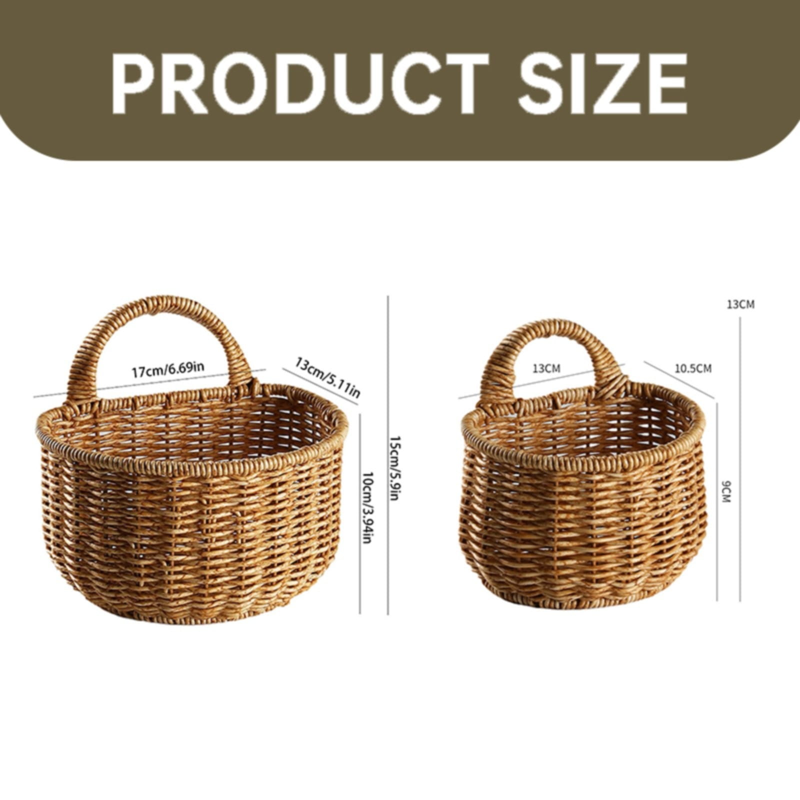 Wicker Hanging Storage Baskets, Hanging Storage Wicker Baskets, Wall Mounted Woven Hanging Basket, Wicker Small Basket With Handle, Small Basket Organizer For Small Items, 1Pc(Brown,6.7x5x5.9")