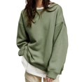thumbnail image 1 of Solid Color Crewneck Loose Pullover Sweatshirt Long Sleeve Women Sweatshirt, 1 of 4