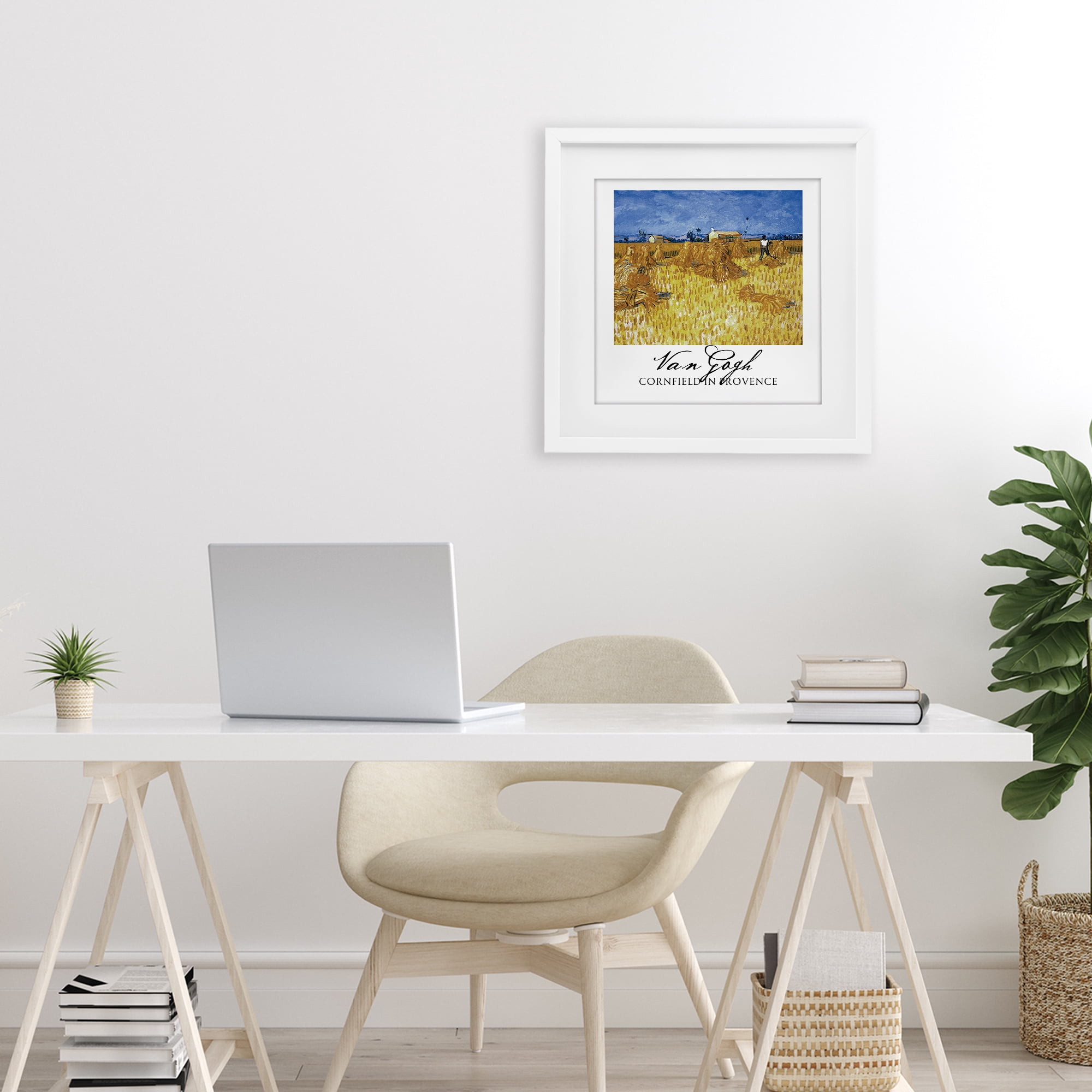 Stupell Industries Van Gogh Cornfield Provence White Framed Print Under Glass, design by Vintage Hustle