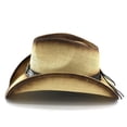 thumbnail image 4 of XIAOCHA Emblem Accent Straw Cowboy Hat for Men Shapeable Brim Outdoor Rodeo Cowgirlhat Horse Riding Western Hat,Beige, 4 of 6