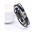 thumbnail image 2 of Pulsera de guitarra de cuero sintético retro Aleación de zinc Pulsera de cuero de música rock Punk Hecho a mano Trenzado Envoltura de múltiples capas Forma de guitarra Brazalete decorativo Entusiasta., 2 of 4