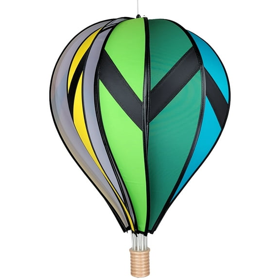 Hot Air Balloon Hanging Garden Spinner 22" - Vibrant Chevron Rainbow Design, Weather-Resistant Outdoor Decor, Durable & Lightweight for Patios, Yards, and Gardens - Eye-Catching Wind Spinner