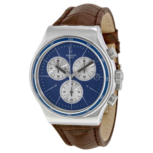 Swatch Swatch Destination London Chronograph Blue Dial Brown Leather