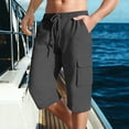 thumbnail image 2 of Hurxie Men's Cargo Shorts Casual Twill Elastic 3/4 Capri Pants Below Knee Long Shorts with Pockets Dark Gray,S, 2 of 5