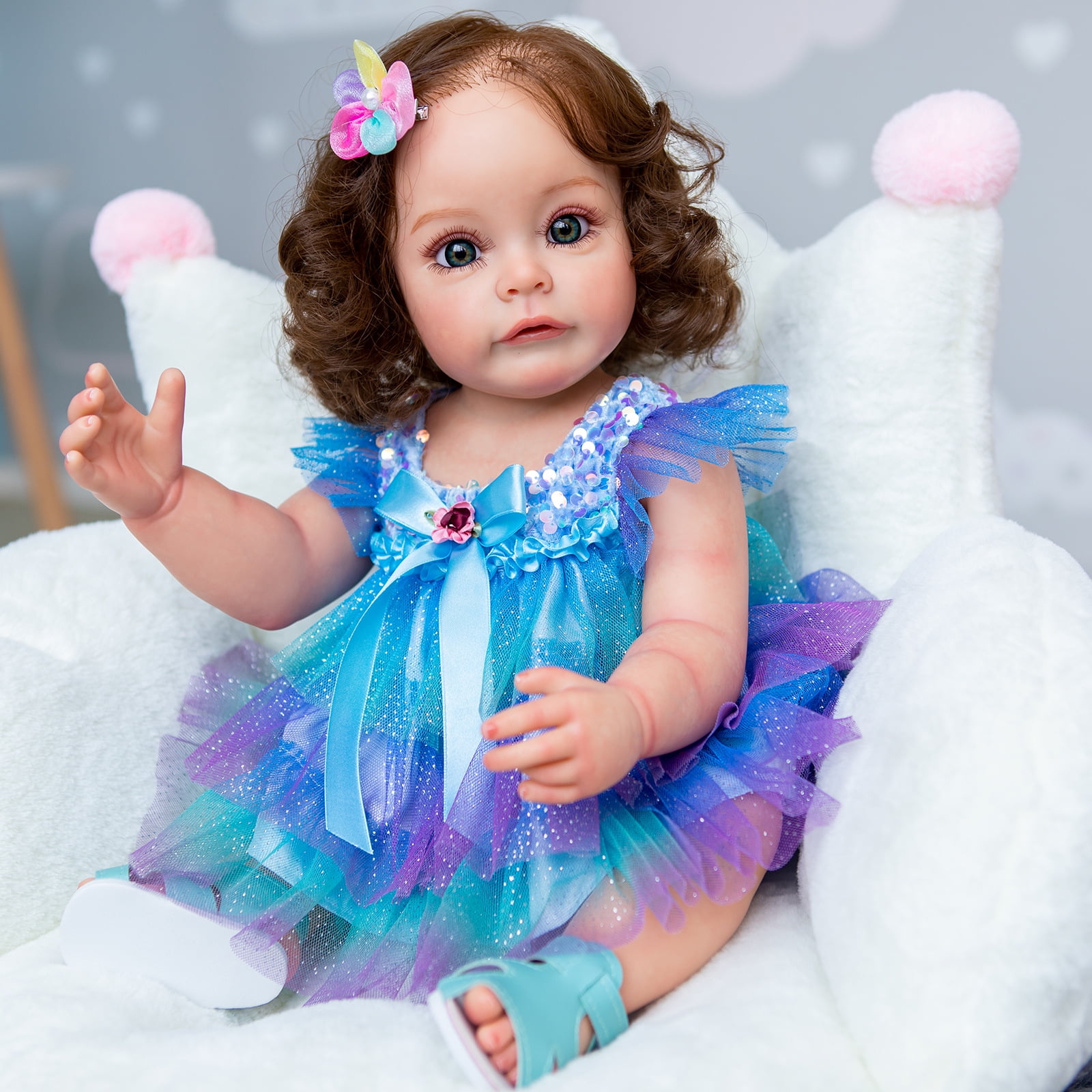 21.65inch Reborn Baby Doll Toddler Girl Full body Silicone Princess