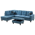 thumbnail image 4 of Aukfa 103" Sectional Sofa with Storage Ottoman, L Shape Couch for Living Room, Left Facing Chaise, Flannel, Blue, 4 of 11