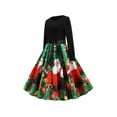 thumbnail image 3 of FASHIONWT Women Christmas Skater Dress Vintage Party Knee Length Dress, 3 of 5