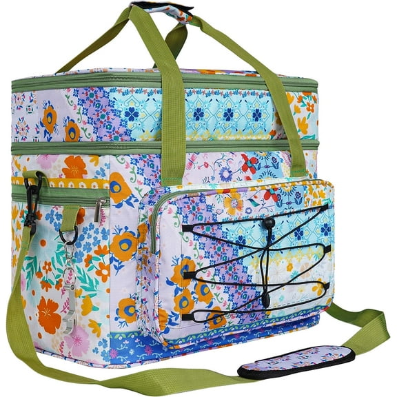 Conpaxye 60 Can Collapsible Soft-Sided Cooler with Insulated Top Compartment, Multicolor