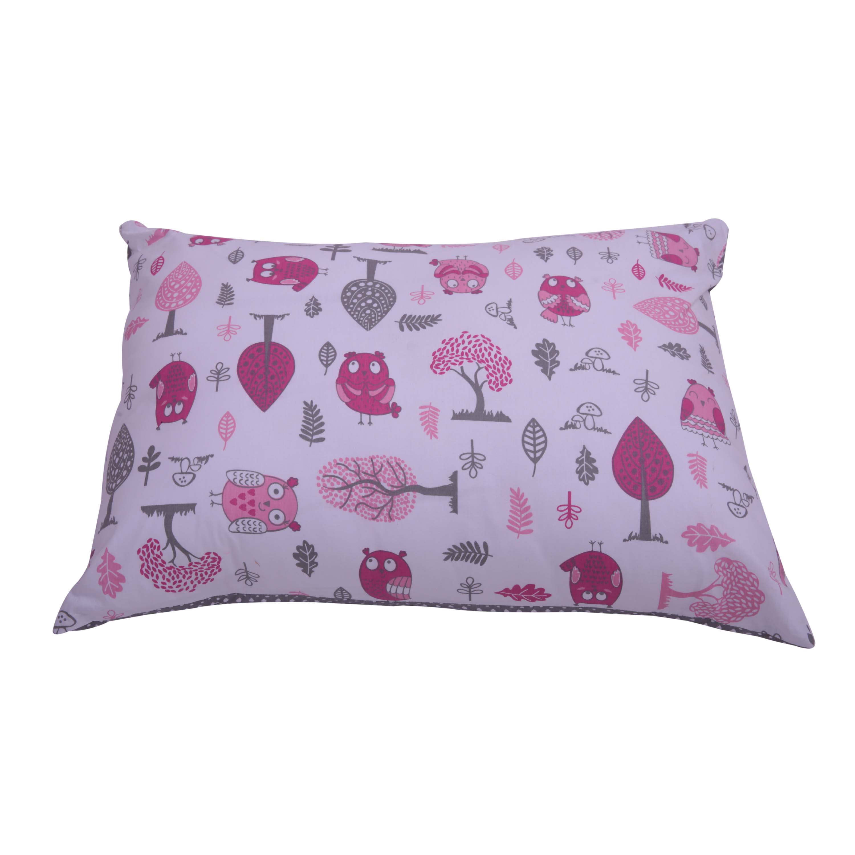 Bacati - Owls Pink/Grey Girls Cotton Toddler Sheet Set