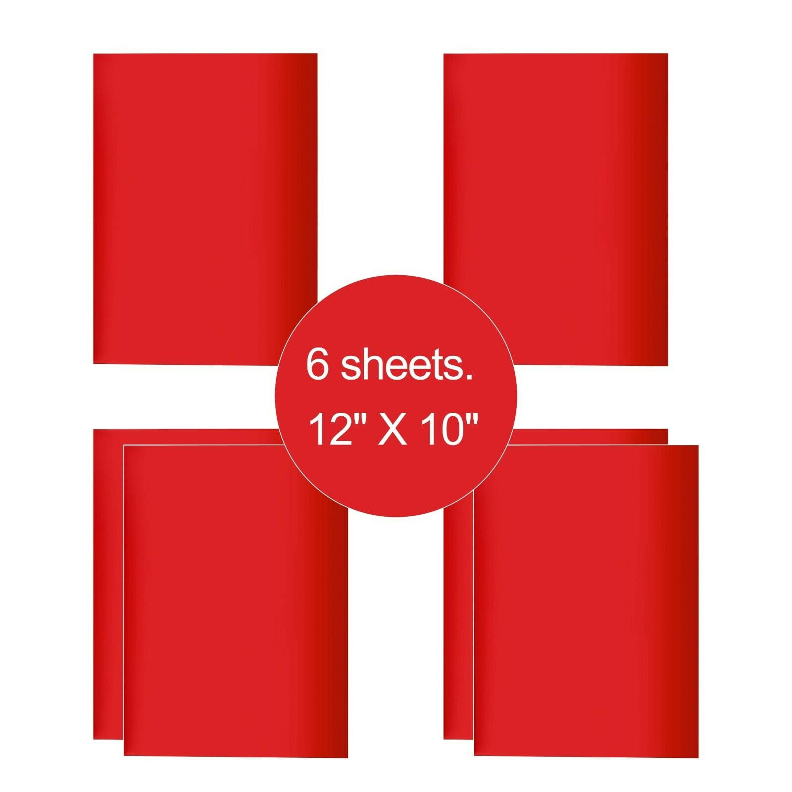 6 Sheets Red 12" x 10" Pre Cut HTV Iron On Heat Transfer Vinyl Paper for T-Shirts Cricut Silhouette
