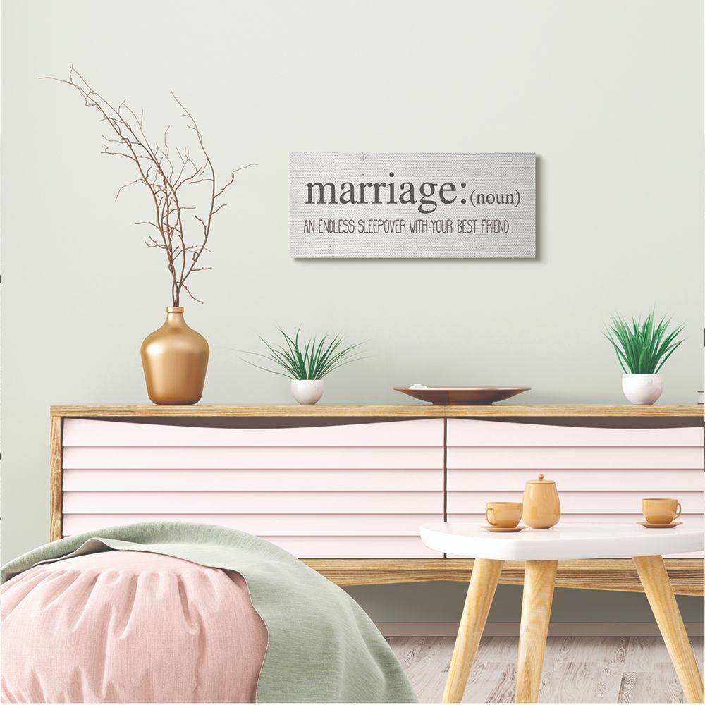 Stupell Industries Marriage Sleepover Friend Funny Family Black and White Word Design Canvas Wall Art by Daphne Polselli