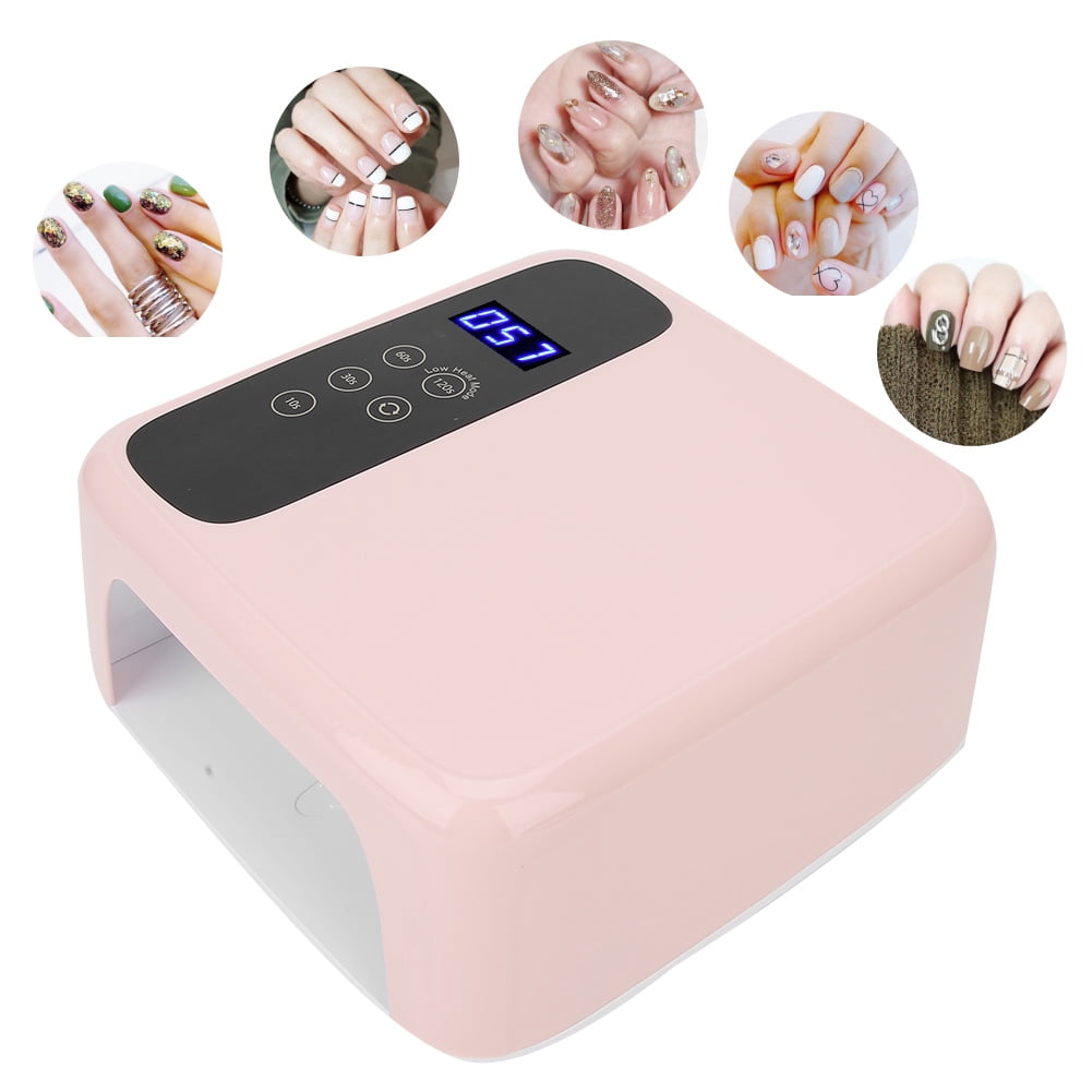 YAHHU 72W Nail Lamp Gel Nail Polish Dryer Quick Drying Nail Art Machine, Rechargeable, LED Display, Pink (10 inches / 25.4 cm)