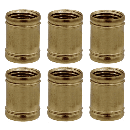 Creative Hobbies Brass Coupling 1/2 Inch Long 1/8 IP for Lamp and Light Fixture Assemlby or Repair | Pack of 6